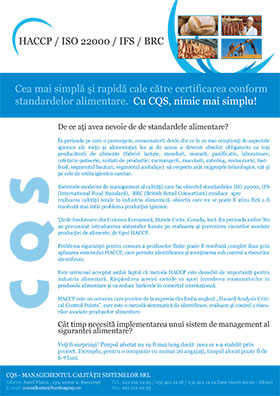 Consultanta HACCP, ISO 22000, Consultanta IFS si Consultanta BRC
